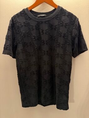 Balmain Paris All-Over Monogram Flocked T-Shirt Black - SH132791106 XS/S